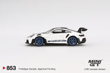 PREORDER MINI GT 1/64 Porsche 911 (992) GT3 RS Weissach Package White with Indigo Blue MGT00853-L (Approx. Release Date : Q1 2025 subject to manufacturer's final decision)