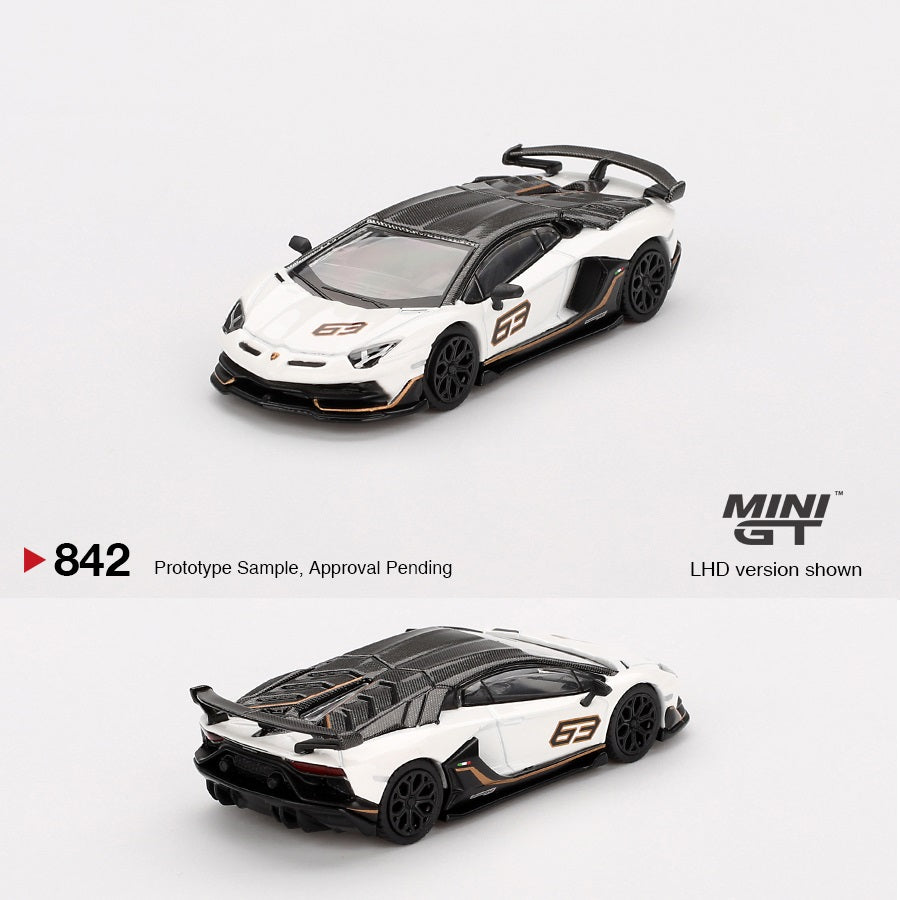MINI GT 1/64 Lamborghini Aventador SVJ 63  Bianco Asopo MGT00842-BL