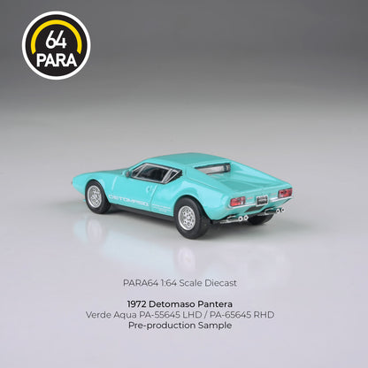 PREORDER PARA64 1/64 1974 De Tomaso Pantera – Verde Aqua – PA-55645 (Approx. Release Date : Q1 2025 subject to manufacturer's final decision)
