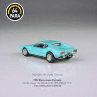 PREORDER PARA64 1/64 1974 De Tomaso Pantera – Verde Aqua – PA-55645 (Approx. Release Date : Q1 2025 subject to manufacturer's final decision)