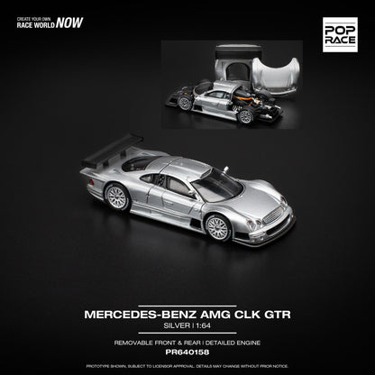 POPRACE 1/64 MERCEDES-BENZ AMG CLK GTR - SILVER PR640158