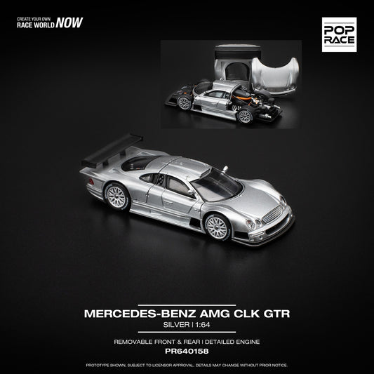 POPRACE 1/64 MERCEDES-BENZ AMG CLK GTR - SILVER PR640158