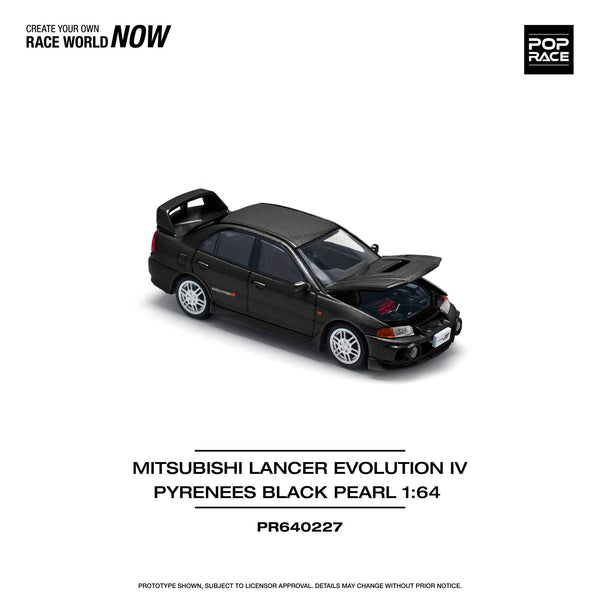 PREORDER POPRACE 1/64 MITSUBISHI LANCER EVOLUTION IV - PYRENEES BLACK PEARL PR640227 (Approx. Release Date: Q1 2025 and subject to the manufacturer's final decision)