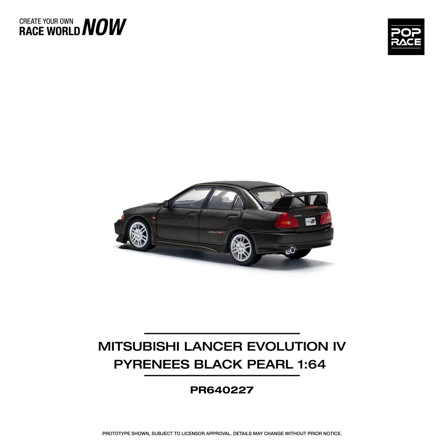 POPRACE 1/64 MITSUBISHI LANCER EVOLUTION IV - PYRENEES BLACK PEARL PR640227