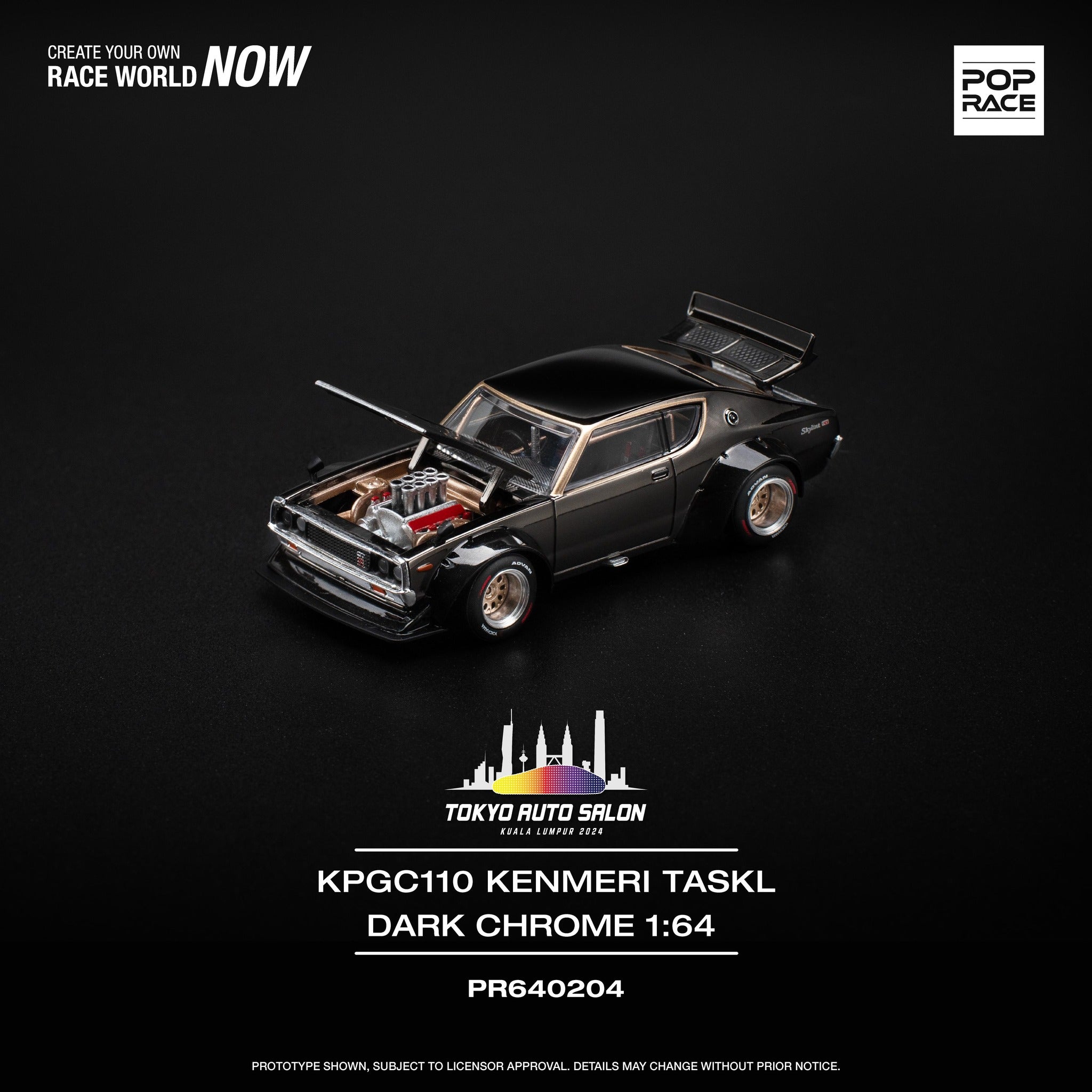 POPRACE 1/64 KPGC110 Kenmeri Dark Chrome TOKYO AUTO SALON KUALA LUMPUR ...