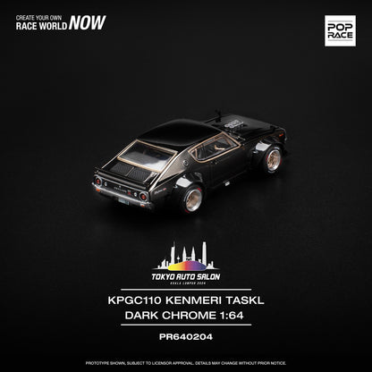 POPRACE 1/64 KPGC110 Kenmeri Dark Chrome TOKYO AUTO SALON KUALA LUMPUR 2024 Exclusive Edition PR640204