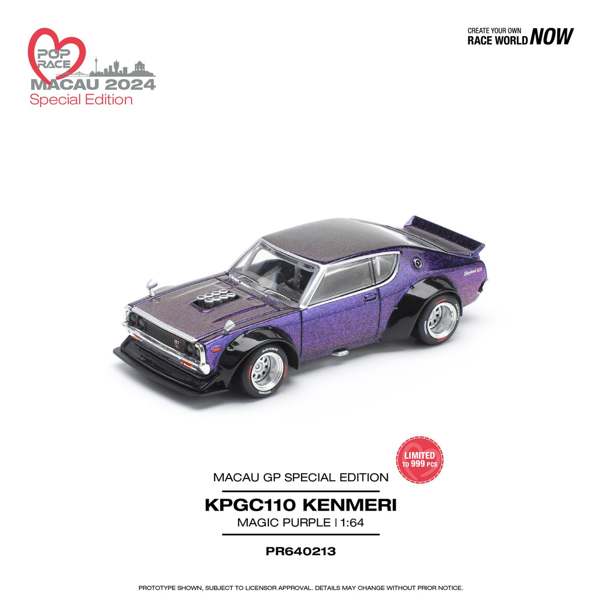 COMING SOON! POPRACE 1/64 KPGC110 Kenmeri Magic Purple Macau GP 2024 E