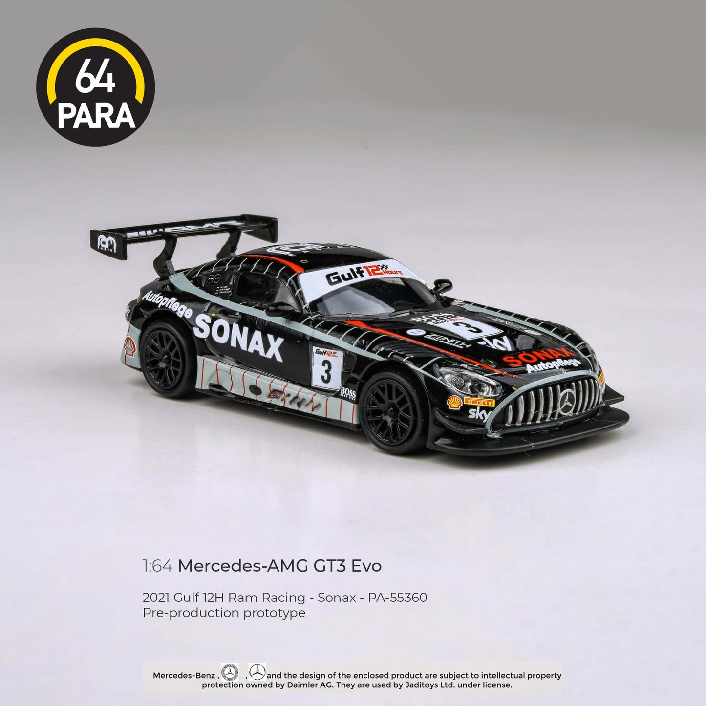 PARA64 1/64 Mercedes-AMG GT3 2021 Gulf 12H Ram Racing – Sonax – PA-55360