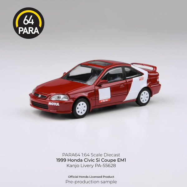 PREORDER PARA64 1/64 1999 Honda Civic Si Coupe EM1 – Kanjo Livery – PA-55628 (Approx. Release Date : Q1 2025 subject to manufacturer's final decision)