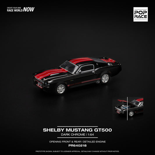 POPRACE 1/64 SHELBY MUSTANG GT500 DARK CHROME PR640218