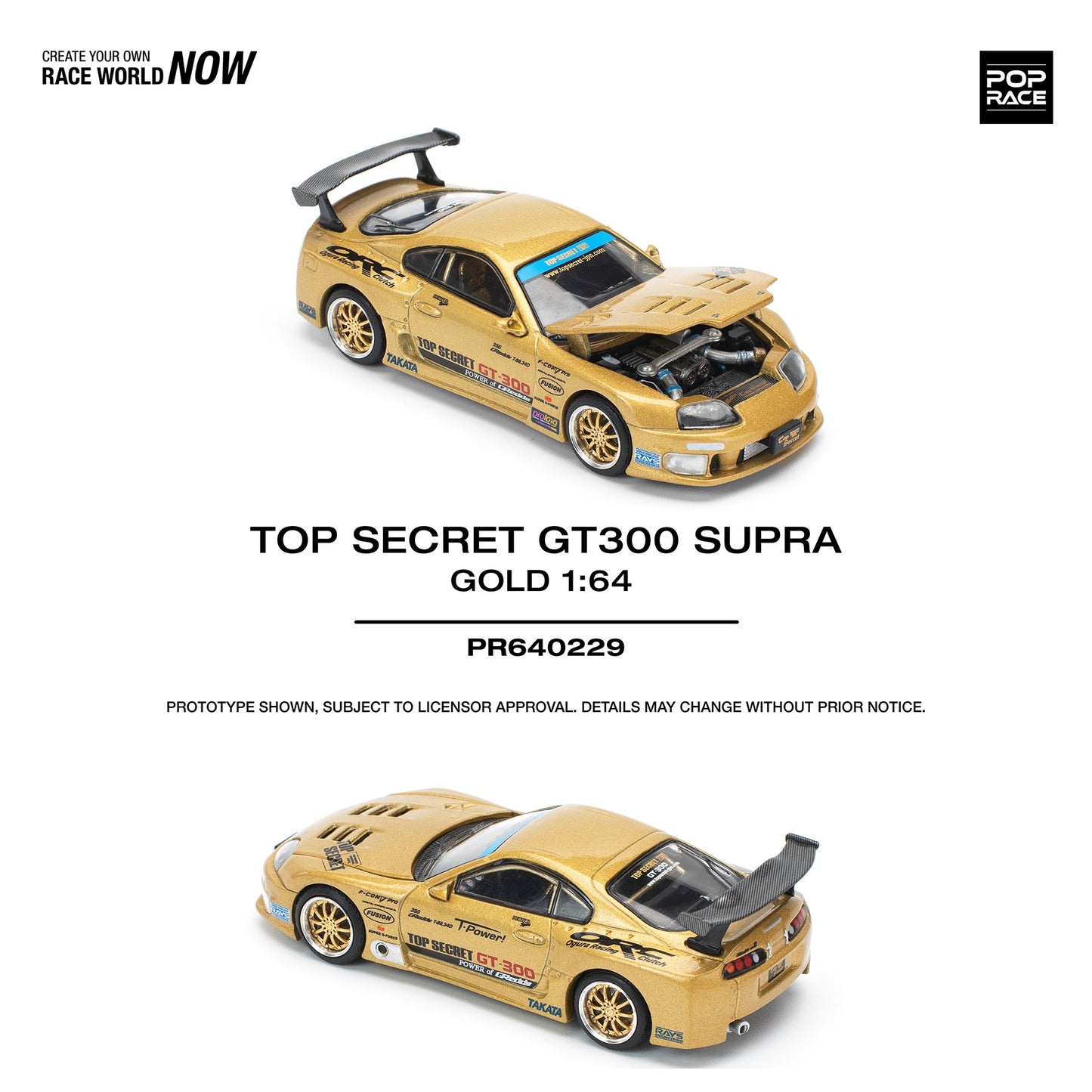 POPRACE 1/64 TOP SECRET GT300 SUPRA - GOLD PR640229
