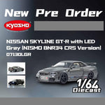 PREORDER KYOSHO 1/64 NISSAN SKYLINE GT-R with LED Gray (NISMO BNR34 CRS Version) O713OLER (Approx. Release Date : APRIL 2025 subject to manufacturer's final decision)