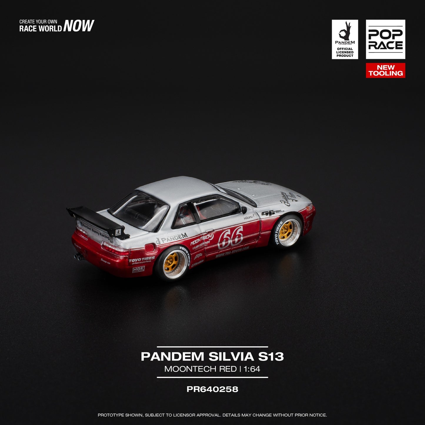 POPRACE 1/64 PANDEM SILVIA S13 - MOONTECH RED PR640258