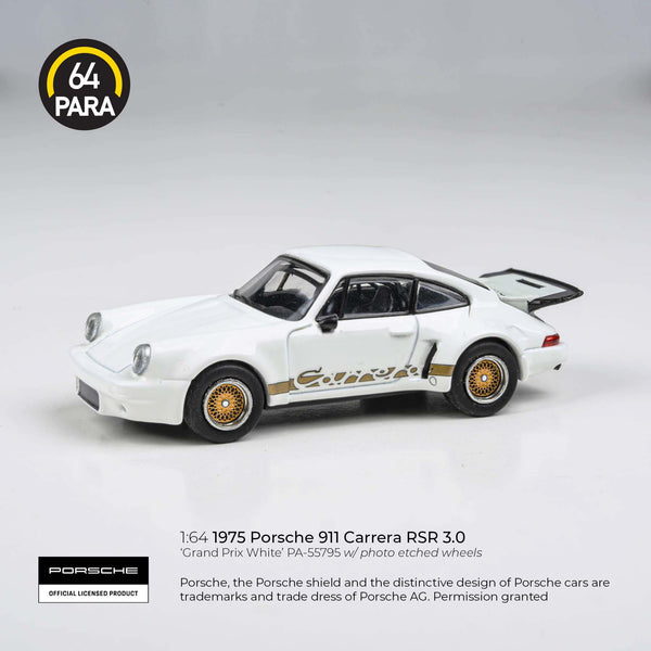 PREORDER PARA64 1/64 1975 Porsche 911 Carrera RSR 3.0 Grand Prix White PA-55795 (Approx. Release Date : Q2 2025 subject to manufacturer's final decision)