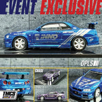 DPLS x INNO64 1/64 Nissan Skyline GT-R (R34) TMCS Malaysia 2025 Exclusive Model IN64-DPLS-R34-TMCS25 (Chase cars are randomly packed)