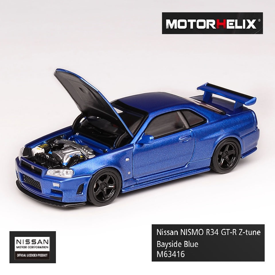 MOTORHELIX 1/64 Nissan NISMO R34 GT-R Z-tune Bayside Blue M63416