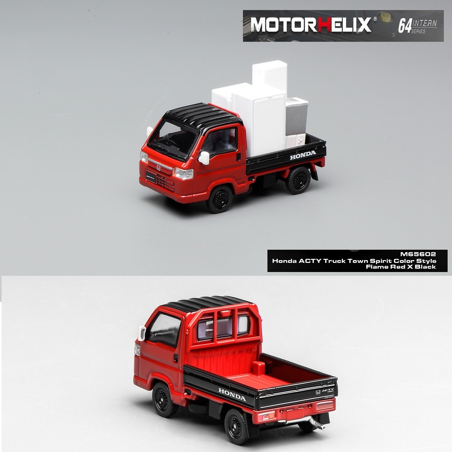 Motorhelix Intern Series 1/64 Honda ACTY Truck Flame Red x Black M65602
