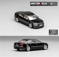 PREORDER Motorhelix Intern Series 1/64 Audi A8 (D3) Facelift 2008 Brilliant Black M68216 (Approx. Release Date: Q4 2025 and subject to the manufacturer's final decision)
