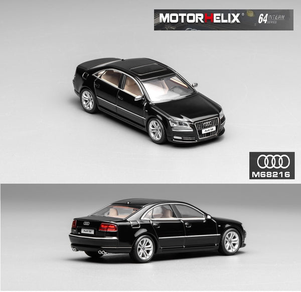 PREORDER Motorhelx Intern Series 1/64 Audi A8 (D3) Facelift 2008 Brilliant Black M68216 (Approx. Release Date: Q4 2025 and subject to the manufacturer's final decision)