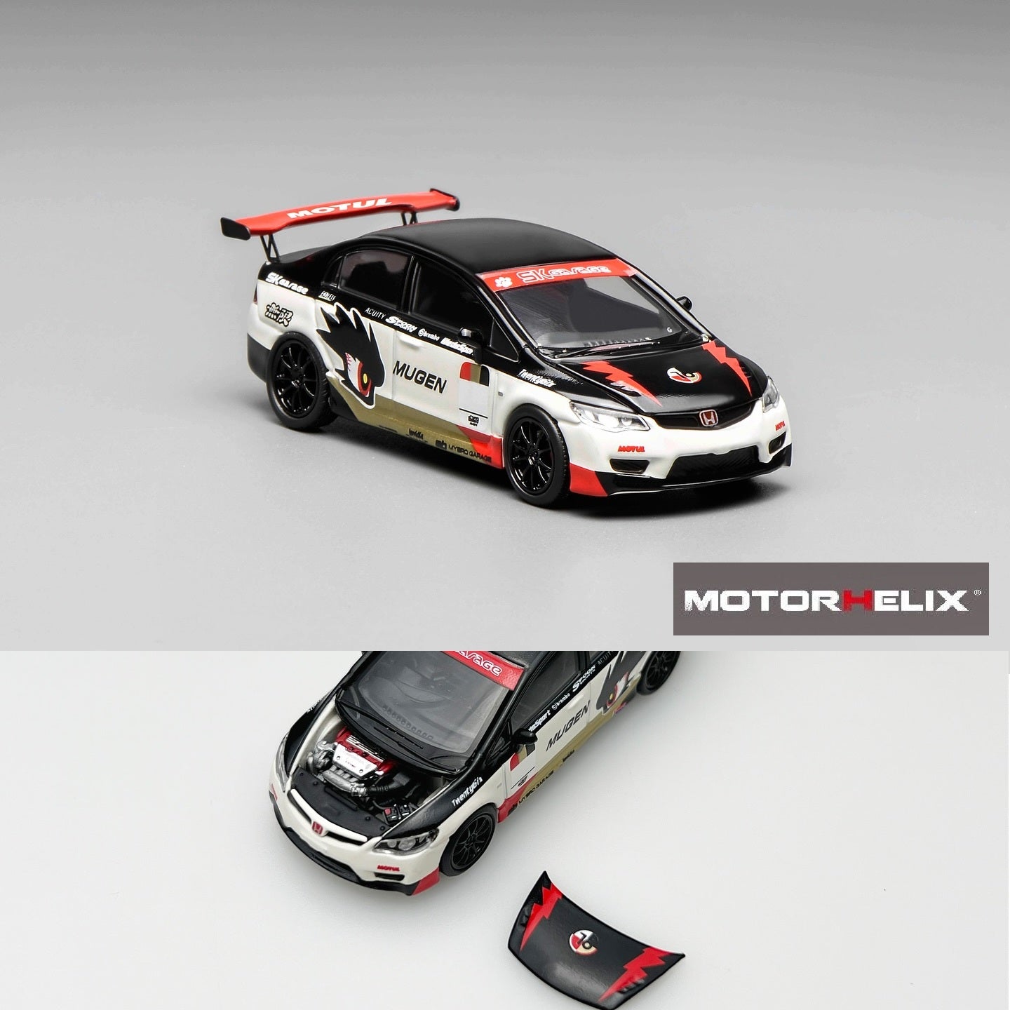 Motorhelix 1/64 Honda Civic TYPE R (FD2) MUGEN LIVERY WHITE M65406