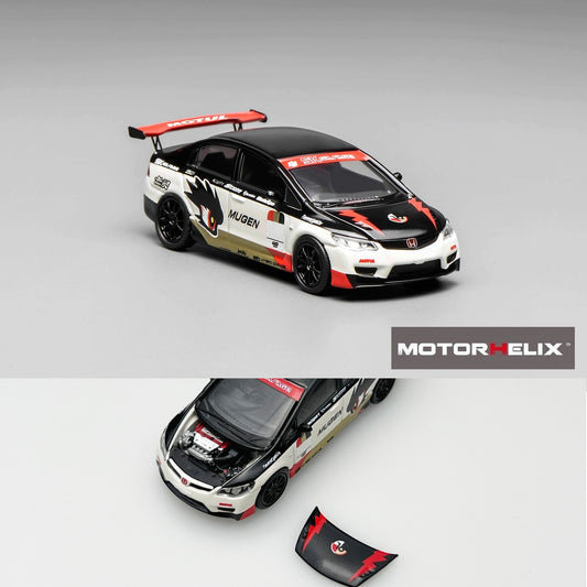 Motorhelix 1/64 Honda Civic TYPE R (FD2) MUGEN LIVERY WHITE M65406
