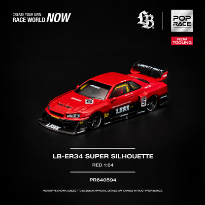 PREORDER POPRACE 1/64 LB-ER34 SUPER SILHOUETTE - RED PR640594 (Approx. Release Date: Q1 2027 and subject to the manufacturer's final decision)