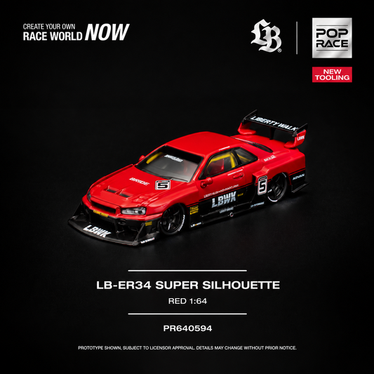 PREORDER POPRACE 1/64 LB-ER34 SUPER SILHOUETTE - RED PR640594 (Approx. Release Date: Q1 2027 and subject to the manufacturer's final decision)