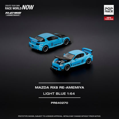 POPRACE 1/64 MAZDA RX-8 RE-AMEMIYA - LIGHT BLUE PR640270