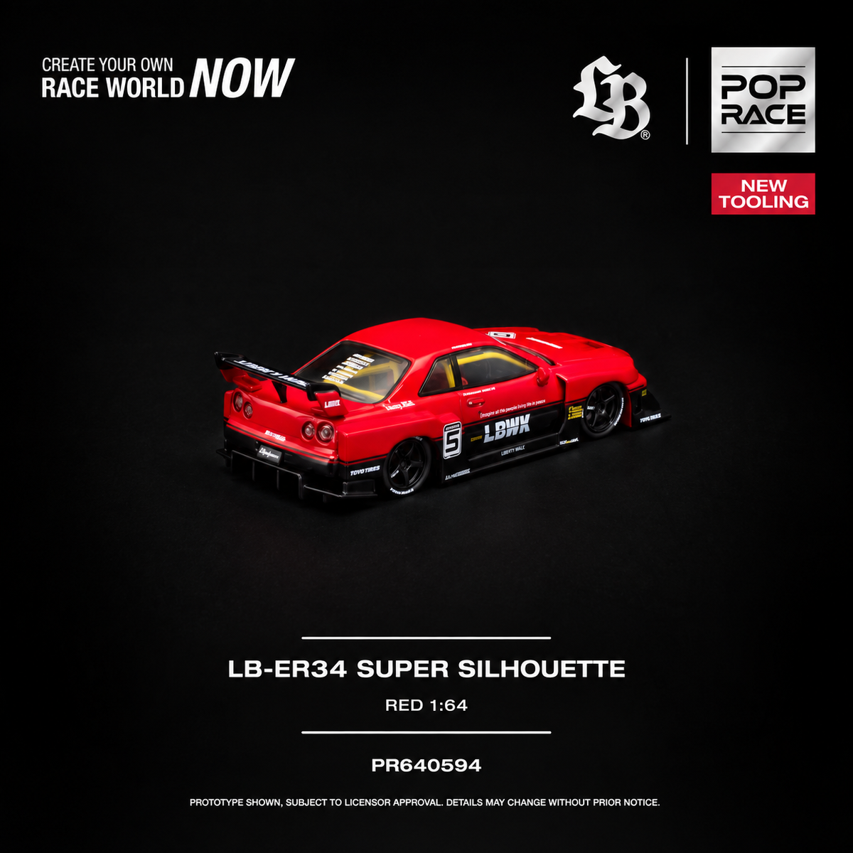 PREORDER POPRACE 1/64 LB-ER34 SUPER SILHOUETTE - RED PR640594 (Approx. Release Date: Q1 2027 and subject to the manufacturer's final decision)