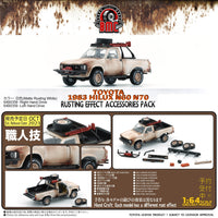 BM Creations 1/64 Toyota 1980 Hilux N60, N70 Matte Rusting White w/Accessories LHD 64B0359