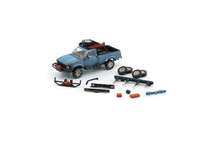 BM Creations 1/64 Toyota 1980 Hilux N60, N70 Matte Rusting Blue w/Accessories 64B0361