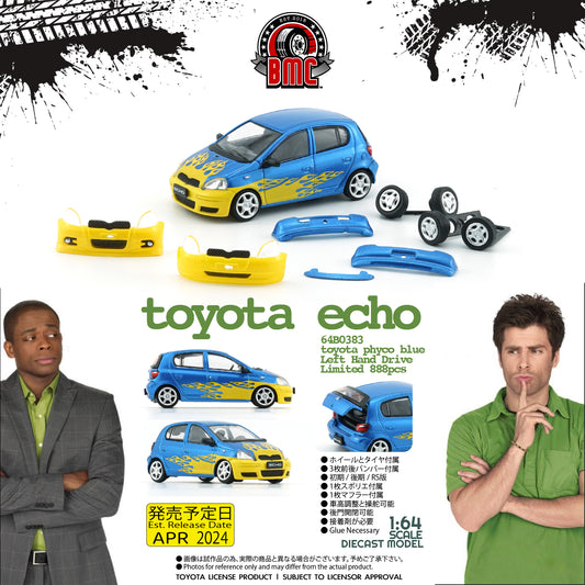 BM Creations 1/64 Toyota 1998 Yaris / Echo / Vitz 5 doors - Blue with Fire (Phych) LHD 64B0383