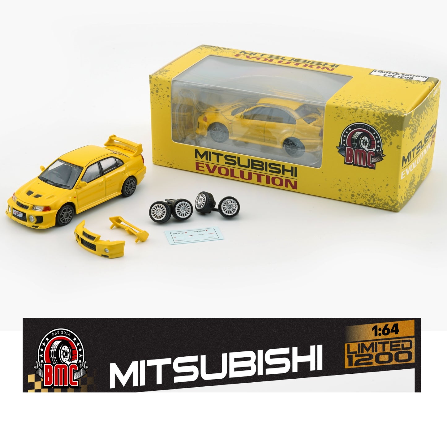 BM Creations 1/64 Mitsubishi Lancer EVO V / VI - YELLOW (RHD) 64B0407