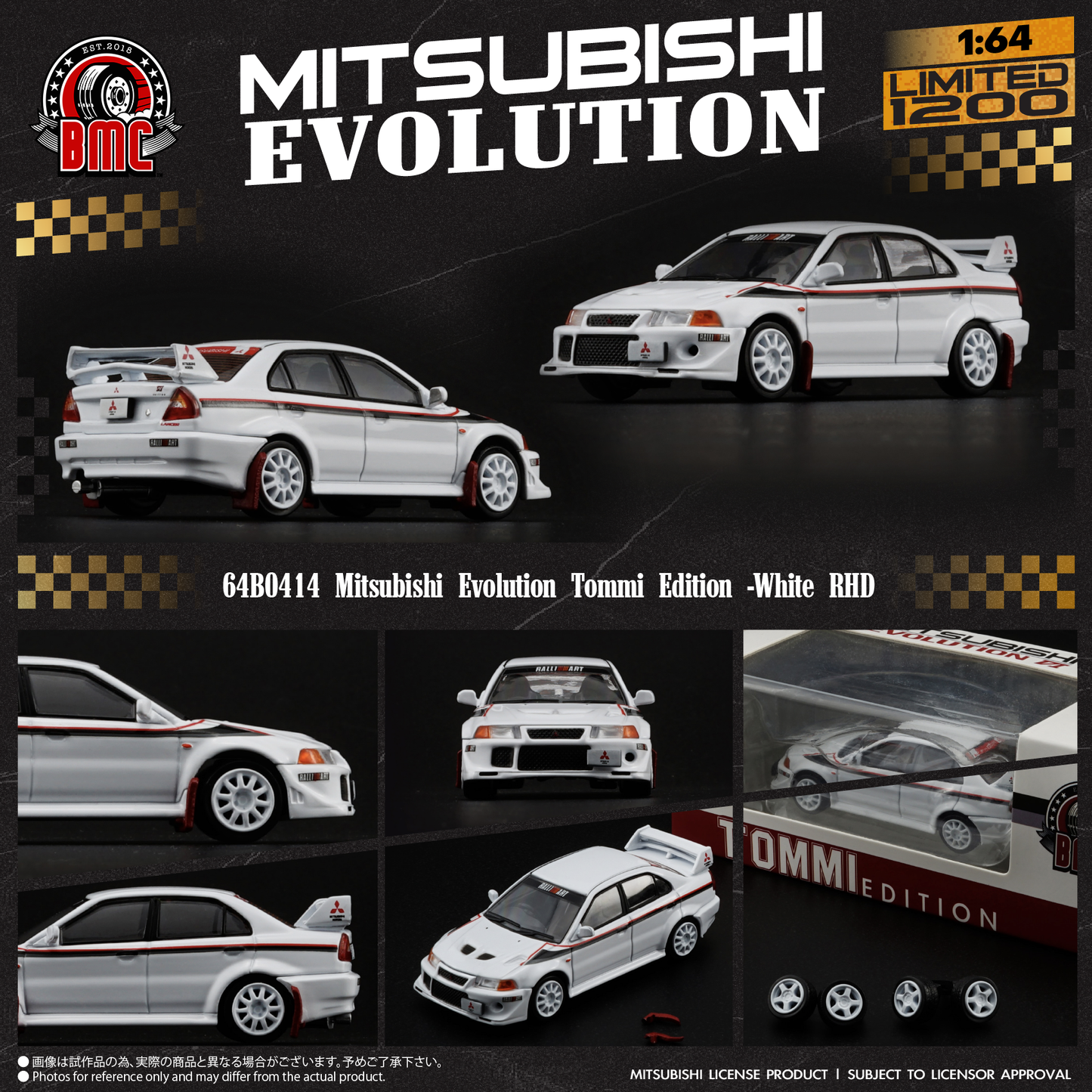 BM Creations 1/64 Mitsubishi Lancer EVO 6.5 -White Tommi Edition 64B0414