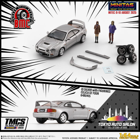 PREORDER BM Creations 1/64 Toyota Celica GT Four-ID Silver (RHD) w/ Figures TASKL 2025 Exclusive Model 64B0415