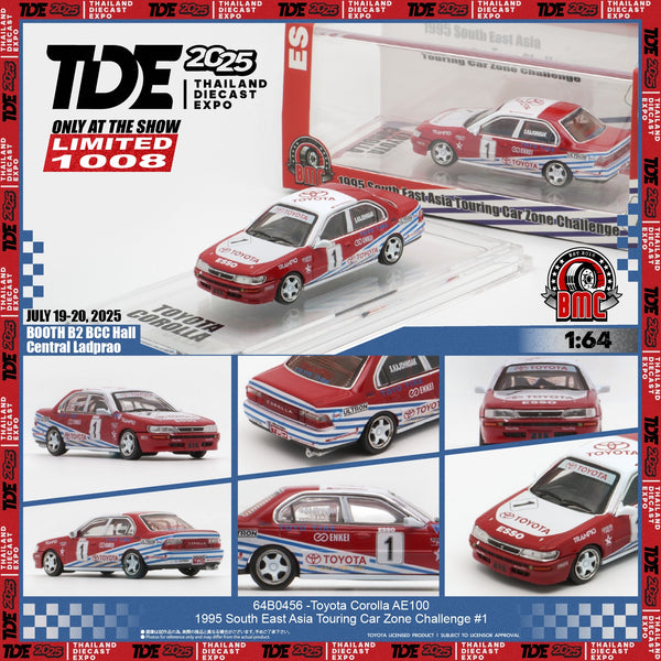 BM Creations 1/64 Toyota Corolla AE100 1995 South East Asia Touring Car Zone Challenge #1 TDE 2025 Exclusive Model