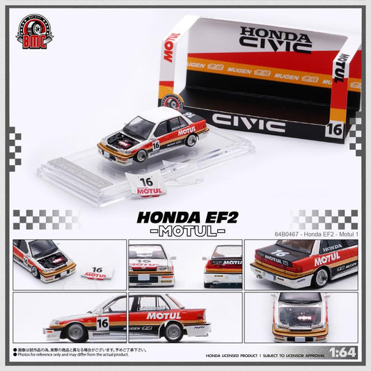 PREORDER BMC 1/64 Honda Civic EF2 1991 - White - Motul (RHD) 64B0467 (Approx. release in SEP 2026 and subject to the manufacturer's final decision)