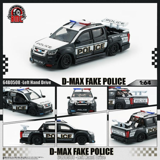 PREORDER BM Creations 1/64 Isuzu D-Max 2018 Low Rider - Fake POLICE LHD 64B0508 (Approx. release in Q3 2026 and subject to the manufacturer's final decision)