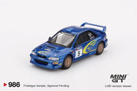 PREORDER MINI GT 1/64 Subaru Impreza WRC99 – #5 Richard Burns / Robert Reid – Winner, 1999 Rally Australia – Australia Exclusive MGT00986-BL (Approx. Release Date : Q3 2025 subject to manufacturer's final decision)