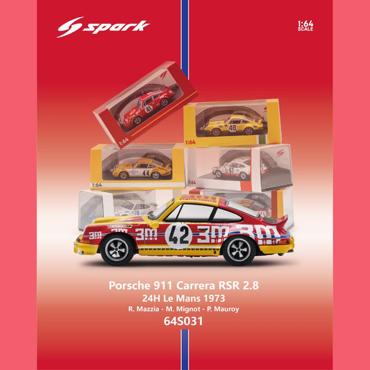 PREORDER  SPARK 1/64 Porsche 911 Carrera RSR 2.8 No.42 24H Le Mans 1973 R. Mazzia - M. Mignot - P. Mauroy  64S031 (Approx. Release Date : Q4 2026 subject to the manufacturer's final decision)