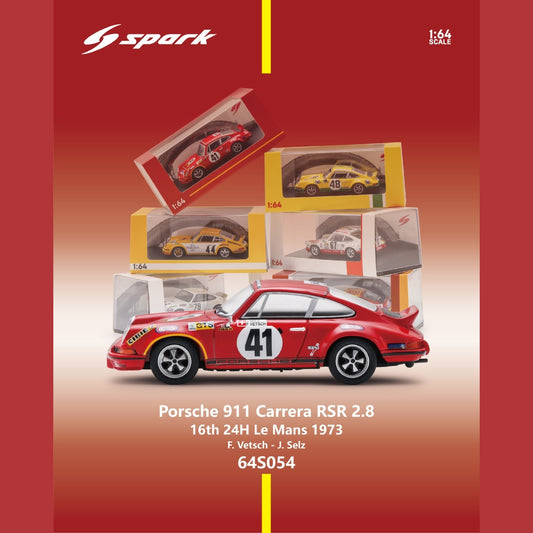 PREORDER SPARK 1/64 Porsche Carrera RSR 2.8 No.41 16th 24H Le Mans 1973 F. Vetsch - J. Selz  64S054 (Approx. Release Date : Q4 2026 subject to the manufacturer's final decision)