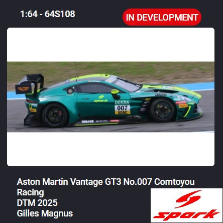 PREORDER SPARK 1/64 Aston Martin Vantage GT3 No.007 Comtoyou Racing DTM 2025 Gilles Magnus 64S108 (Approx. Release Date : Q2 2026 subject to the manufacturer's final decision)