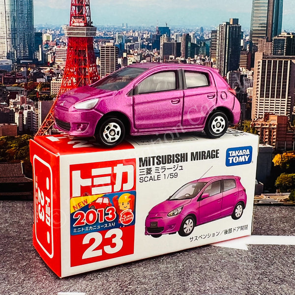 Mini auto pressofusa Tomica n.23 Mitsubishi Mirage con scatola di Mini auto pressofusa Tomica n.23 Mitsubishi Mirage con scatola di