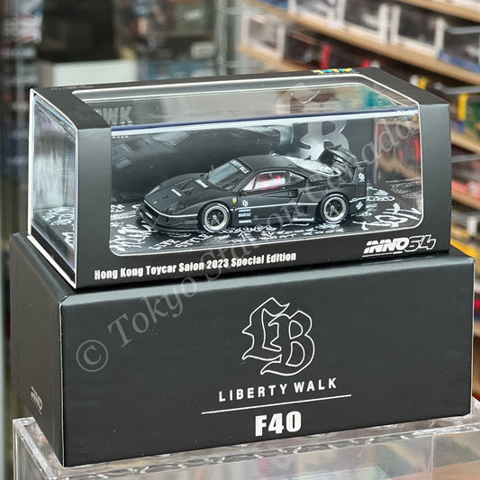 INNO64 1/64 LBWK F40 Matte Black  HONG KONG TOYCAR SALON 2023 SPECIAL EDITION IN64-LBWKF40-HKTS23
