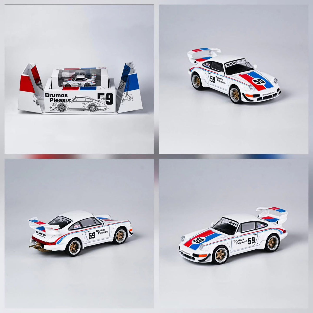 MODELMODEL RWB 964 #59 "Brumos Pleasure" White with Red and Blue Stripes "KitGo Base" MM64-RWB964-KITGO01 **CHASE CARS are randomly packed**