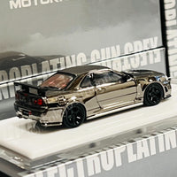 MOTORHELIX 64SENIOR 1/64 Customized Nissan Skyline GT-R R34 NISMO Electroplating Gun Grey HEC 2025 Exclusive Model M63415