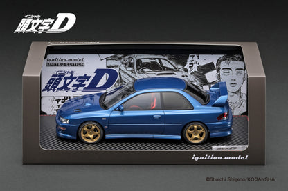 Ignition Model 1/18 INITIAL D SUBARU Impreza WRX type RSTi Version V (GC8) Blue With Mr.Bunta IG3538