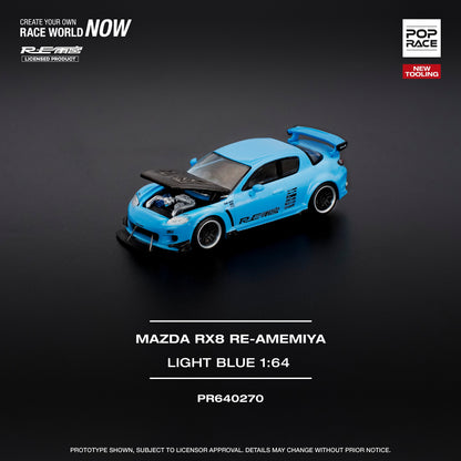 POPRACE 1/64 MAZDA RX-8 RE-AMEMIYA - LIGHT BLUE PR640270
