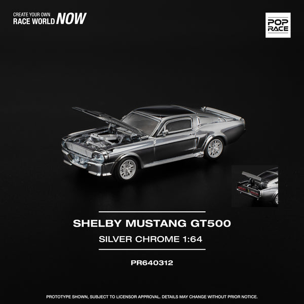 PREORDER POPRACE 1/64 SHELBY MUSTANG GT500 - SILVER CHROME PR640312 (Approx. Release Date: Q3 2025 and subject to the manufacturer's final decision)