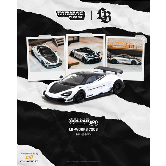 PREORDER TARMAC COLLAB64 1/64 LB-WORKS 720S White T64-106-WH (Approx. Release Date :  MAY 2026 subject to manufacturer's final decision)